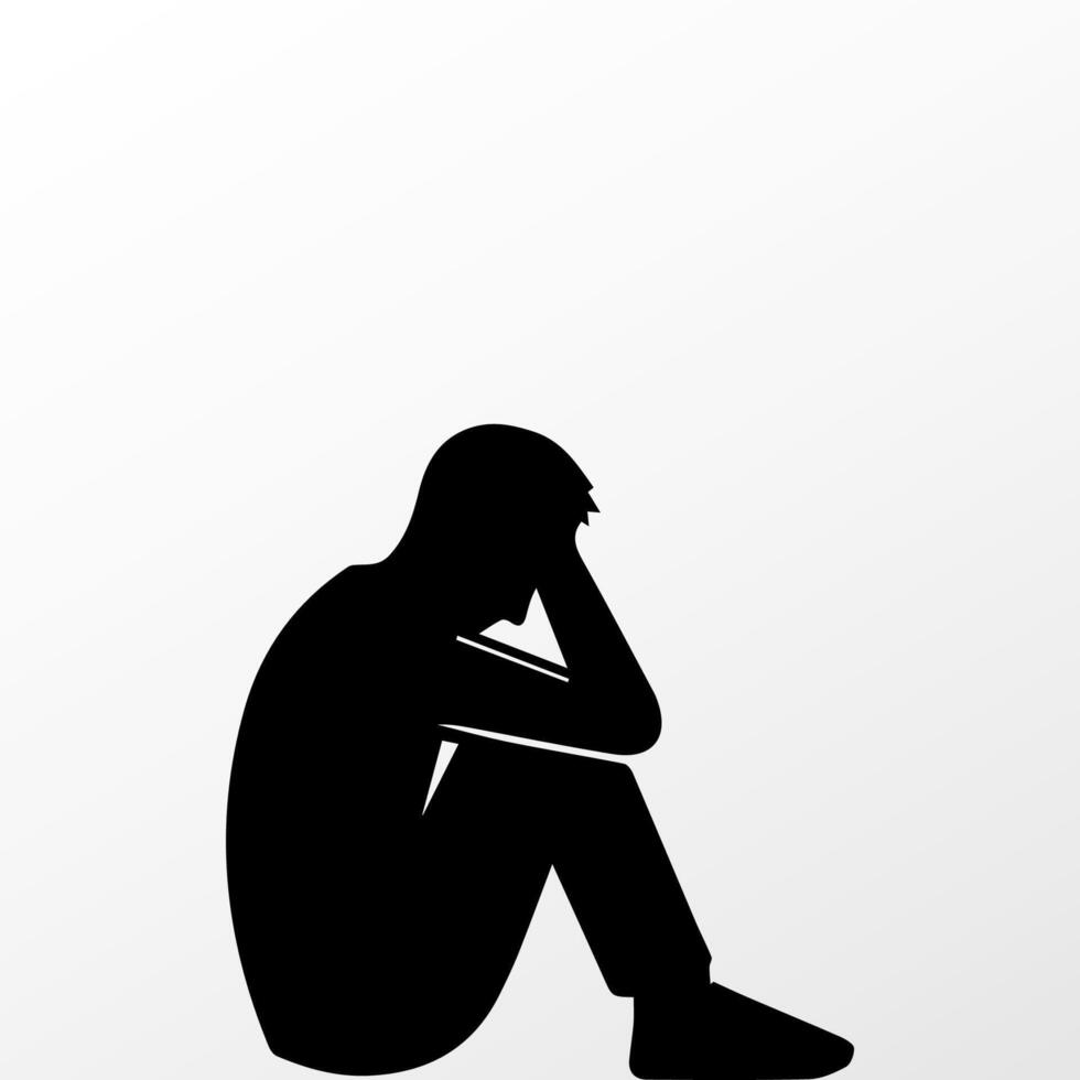 Sad man, worried about something, man feeling upset, sad, unhappy or disappoint crying lonely vector