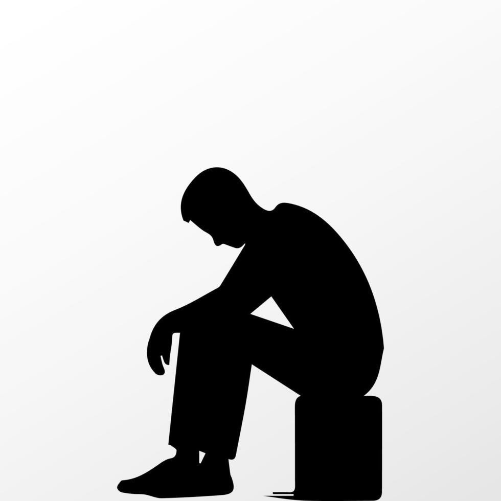Sad man, worried about something, man feeling upset, sad, unhappy or disappoint crying lonely vector