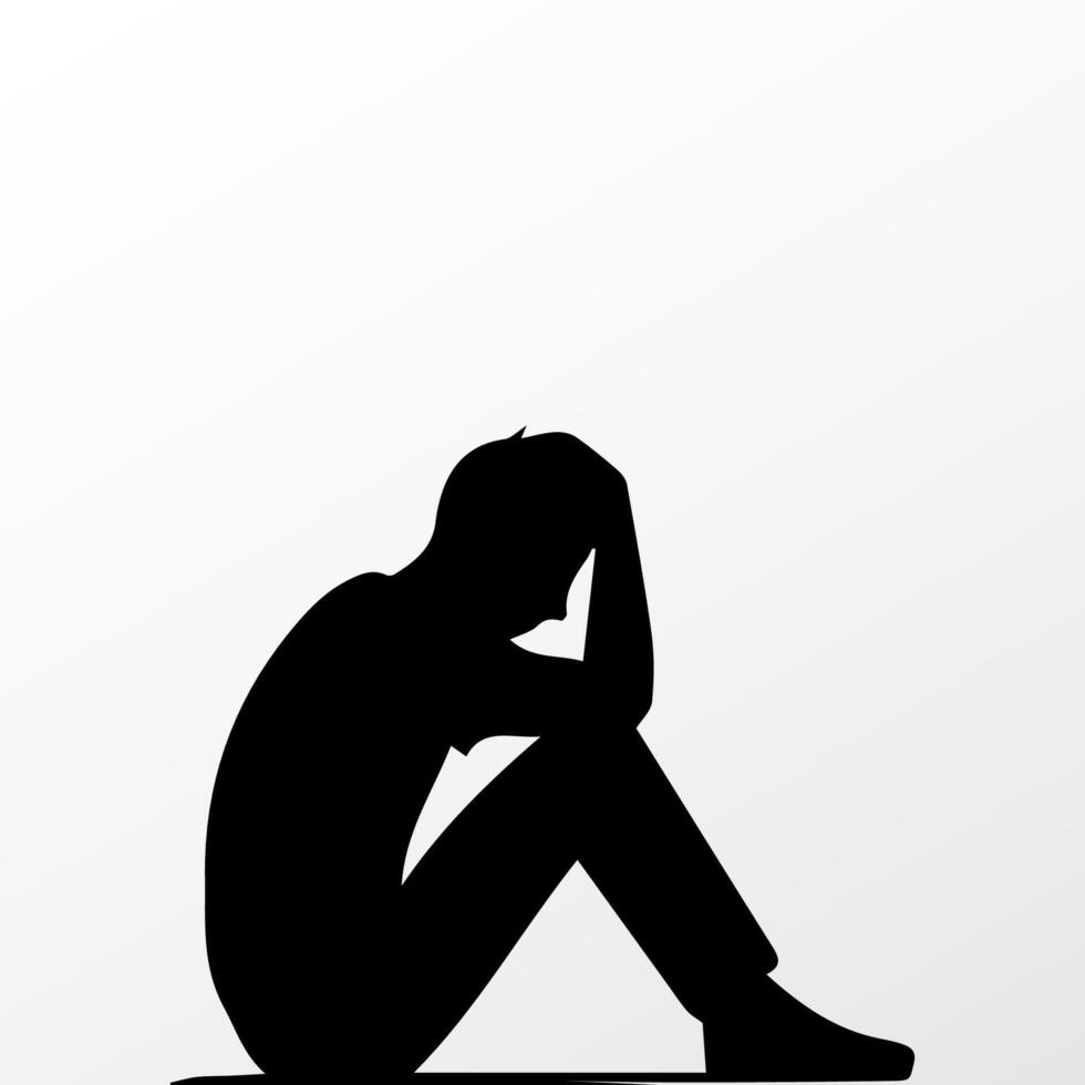 Sad man, worried about something, man feeling upset, sad, unhappy or disappoint crying lonely vector