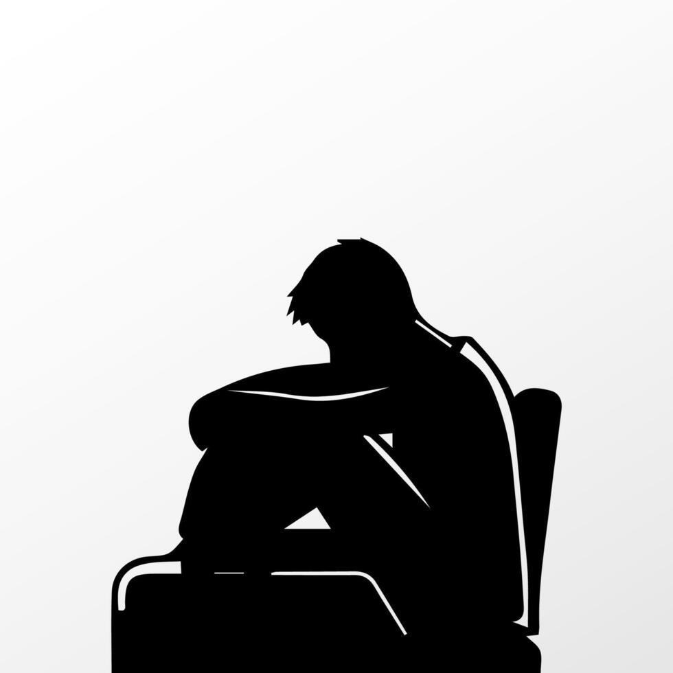 Sad man, worried about something, man feeling upset, sad, unhappy or disappoint crying lonely vector