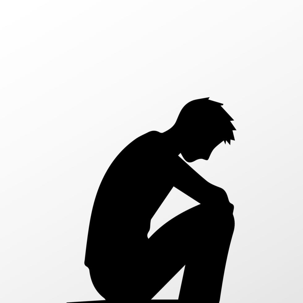 Sad man, worried about something, man feeling upset, sad, unhappy or disappoint crying lonely vector