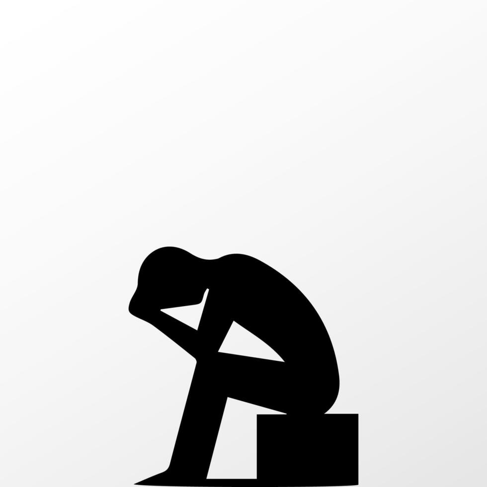 Sad man, worried about something, man feeling upset, sad, unhappy or disappoint crying lonely vector