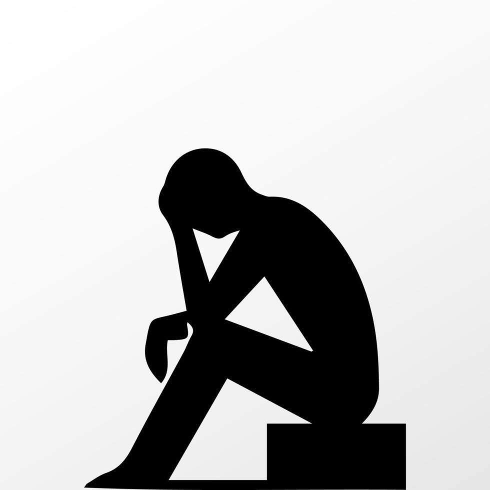 Sad man, worried about something, man feeling upset, sad, unhappy or disappoint crying lonely vector
