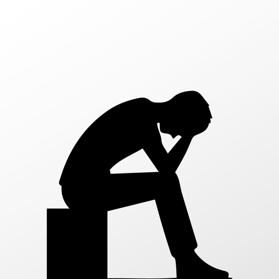 Sad man, worried about something, man feeling upset, sad, unhappy or disappoint crying lonely vector