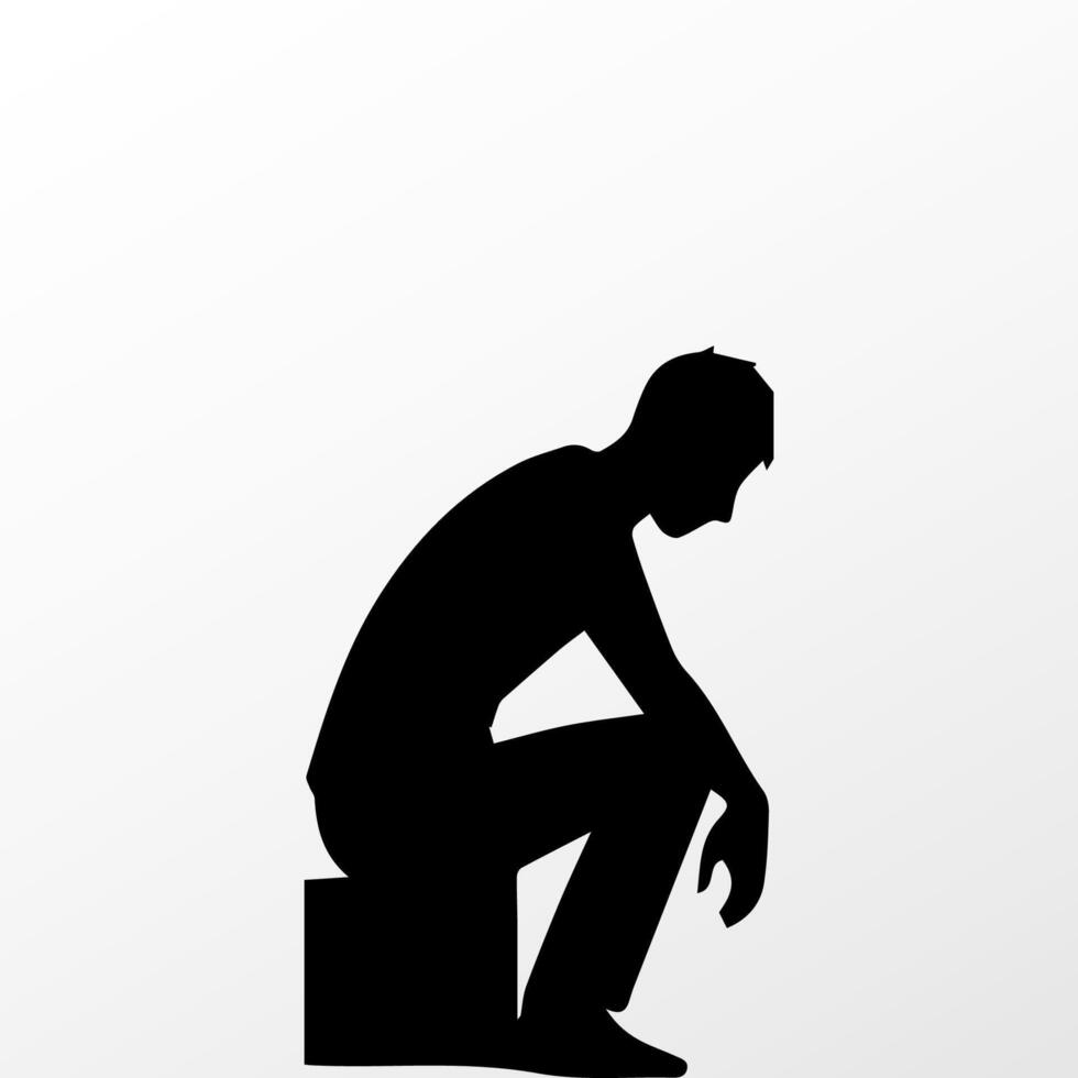 Sad man, worried about something, man feeling upset, sad, unhappy or disappoint crying lonely vector
