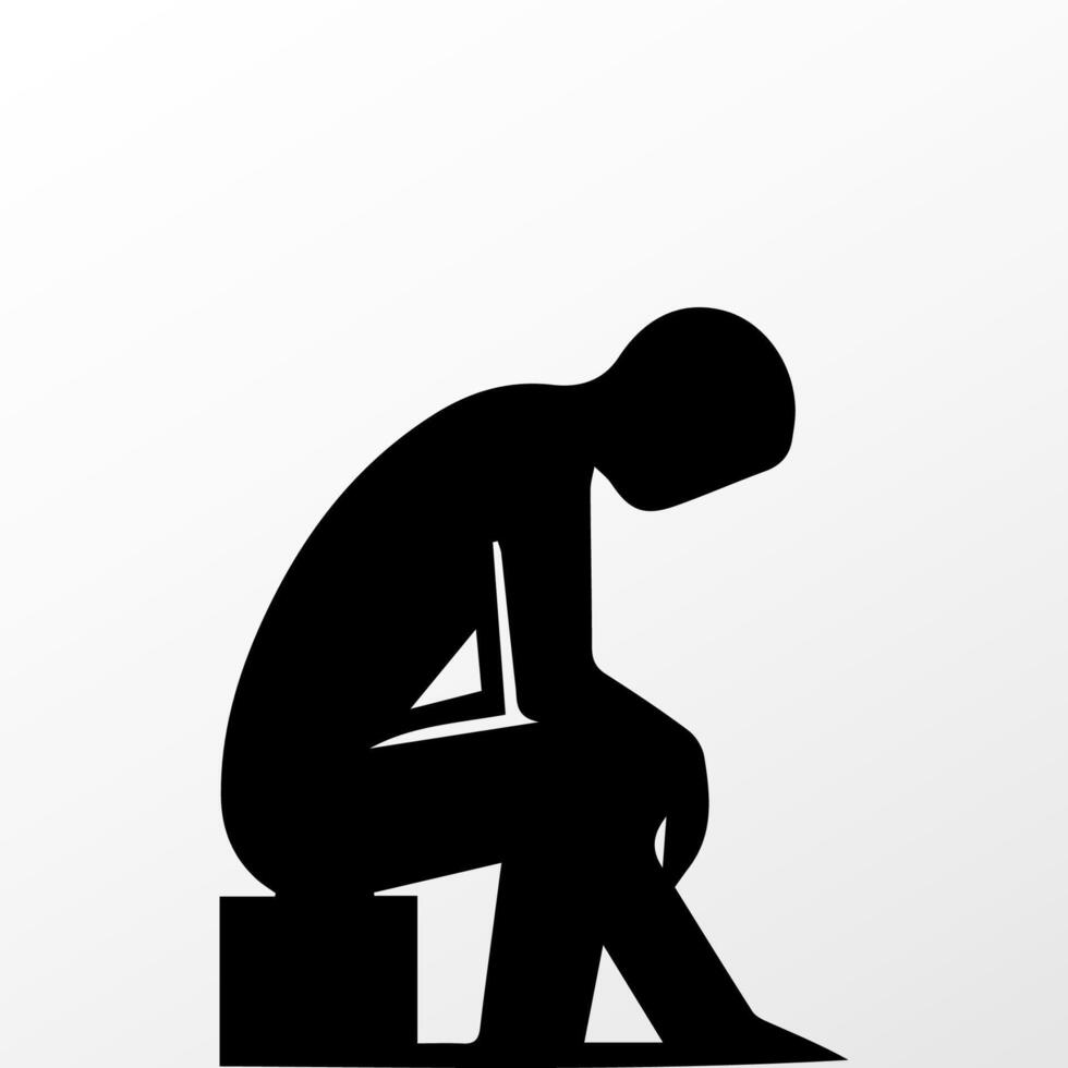 Sad man, worried about something, man feeling upset, sad, unhappy or disappoint crying lonely vector