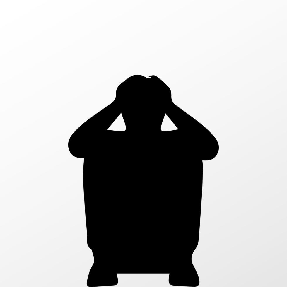 Sad man, worried about something, man feeling upset, sad, unhappy or disappoint crying lonely vector