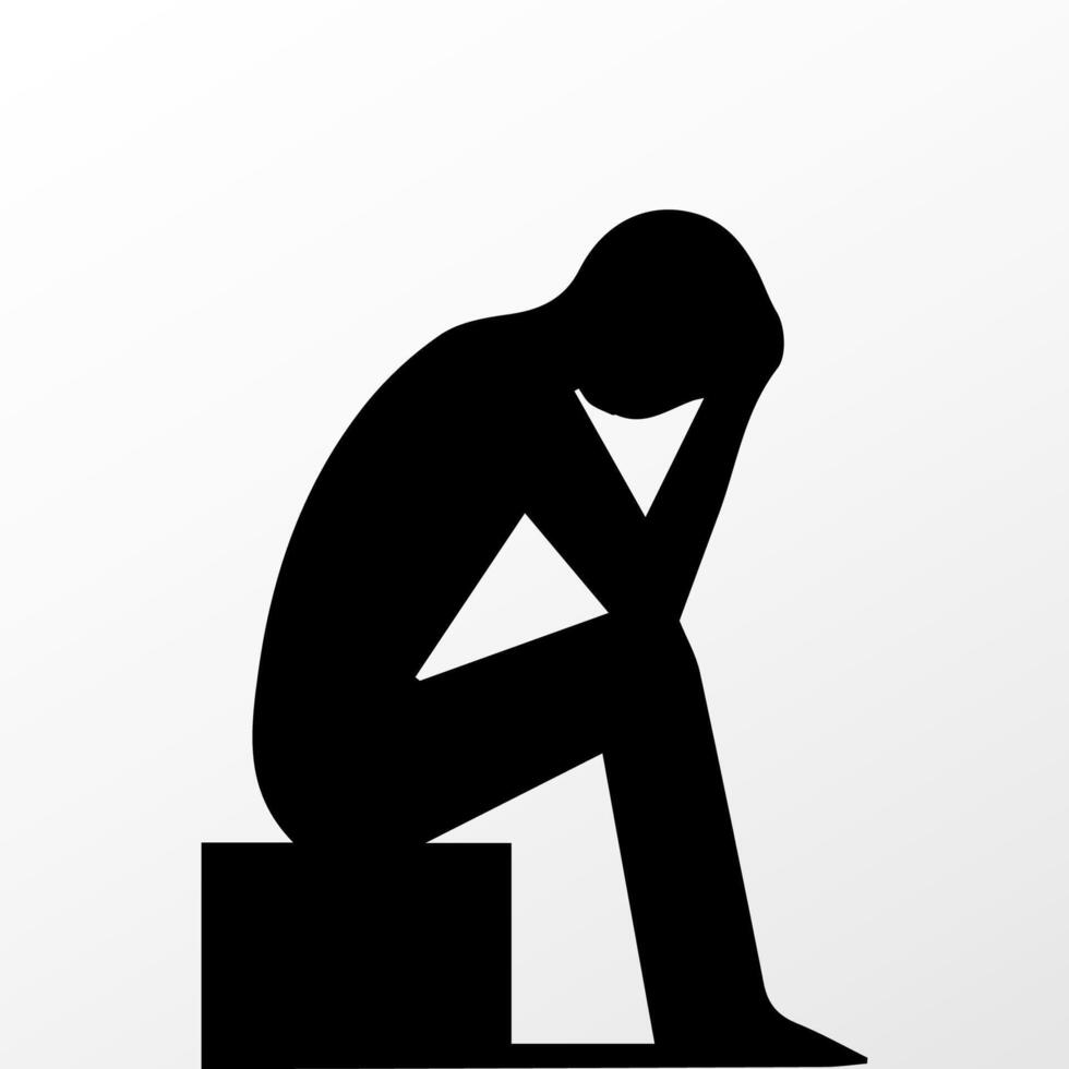 Sad man, worried about something, man feeling upset, sad, unhappy or disappoint crying lonely vector