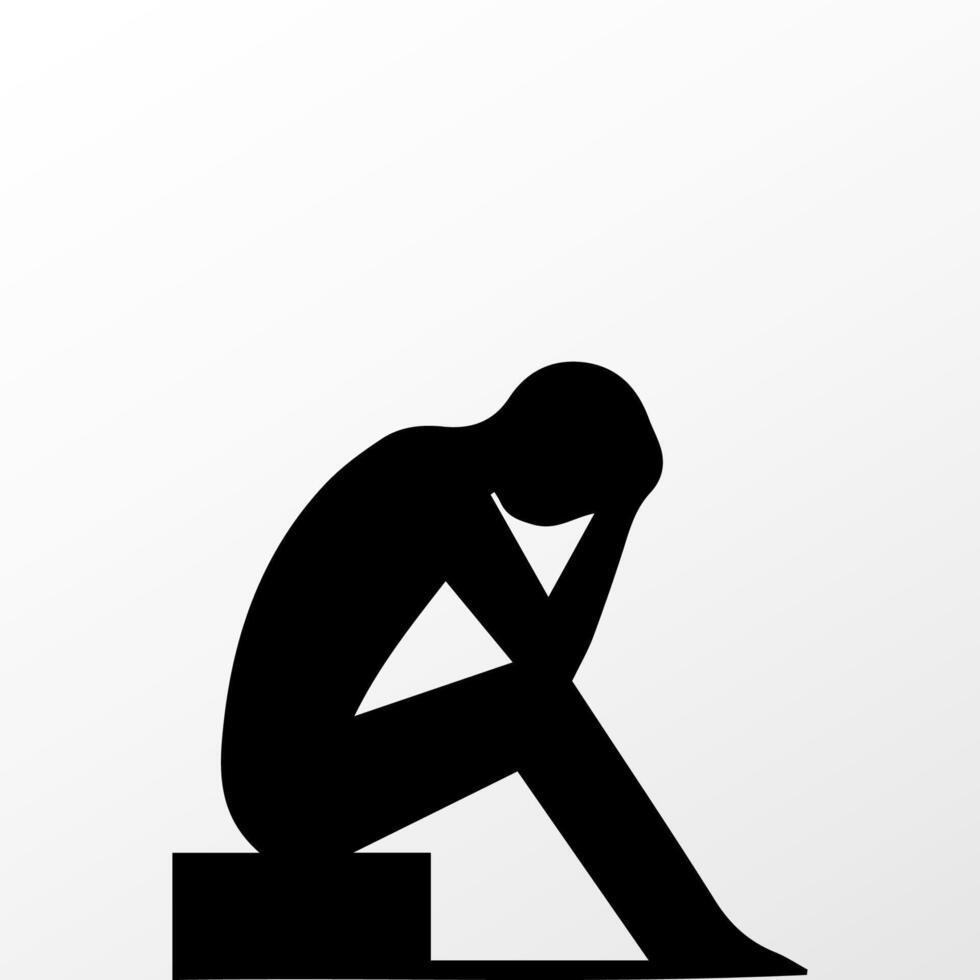 Sad man, worried about something, man feeling upset, sad, unhappy or disappoint crying lonely vector