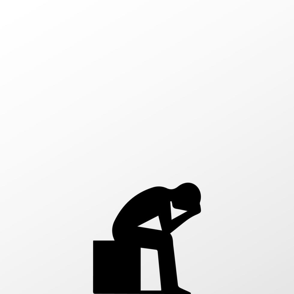 Sad man, worried about something, man feeling upset, sad, unhappy or disappoint crying lonely vector