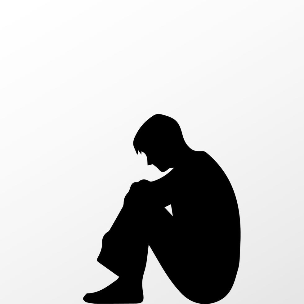 Sad man, worried about something, man feeling upset, sad, unhappy or disappoint crying lonely vector