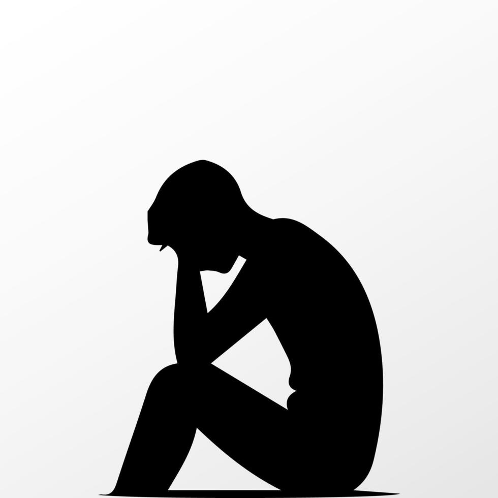 Sad man, worried about something, man feeling upset, sad, unhappy or disappoint crying lonely vector