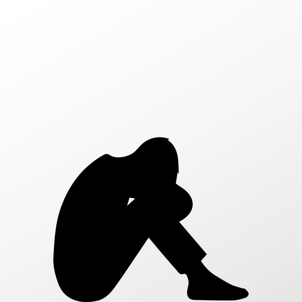 Sad man, worried about something, man feeling upset, sad, unhappy or disappoint crying lonely vector