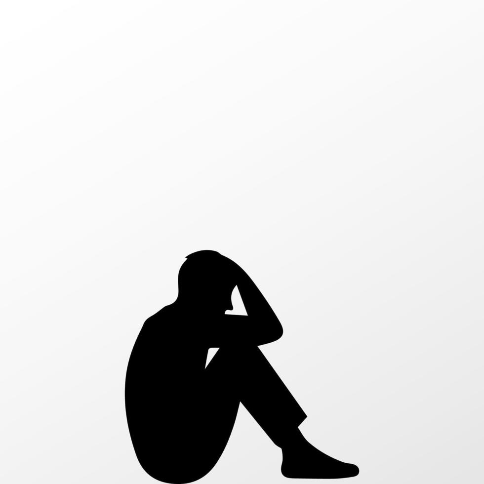 Sad man, worried about something, man feeling upset, sad, unhappy or disappoint crying lonely vector