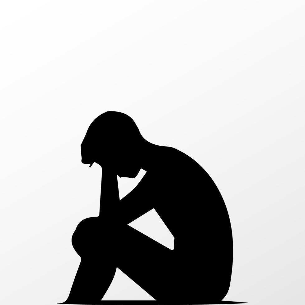 Sad man, worried about something, man feeling upset, sad, unhappy or disappoint crying lonely vector