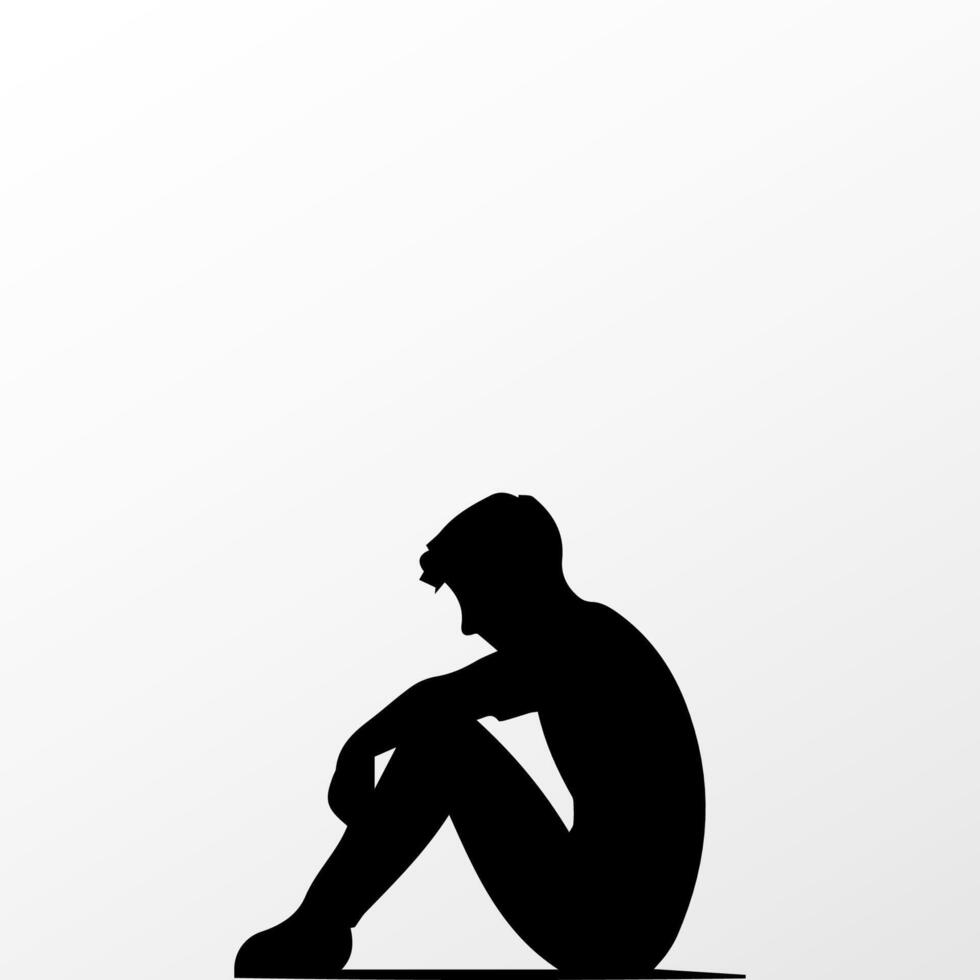Sad man, worried about something, man feeling upset, sad, unhappy or disappoint crying lonely vector