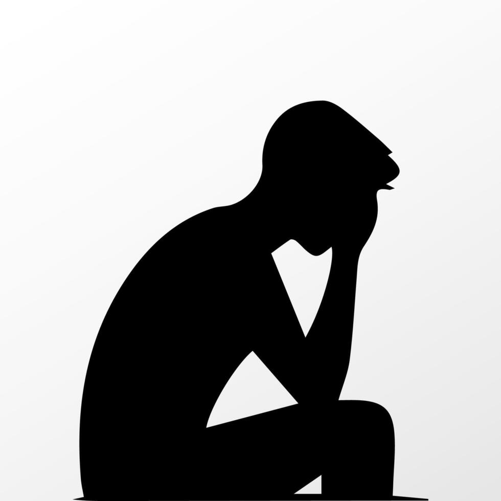 Sad man, worried about something, man feeling upset, sad, unhappy or disappoint crying lonely vector