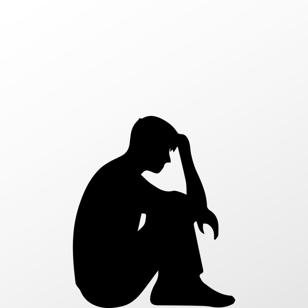 Sad man, worried about something, man feeling upset, sad, unhappy or disappoint crying lonely vector