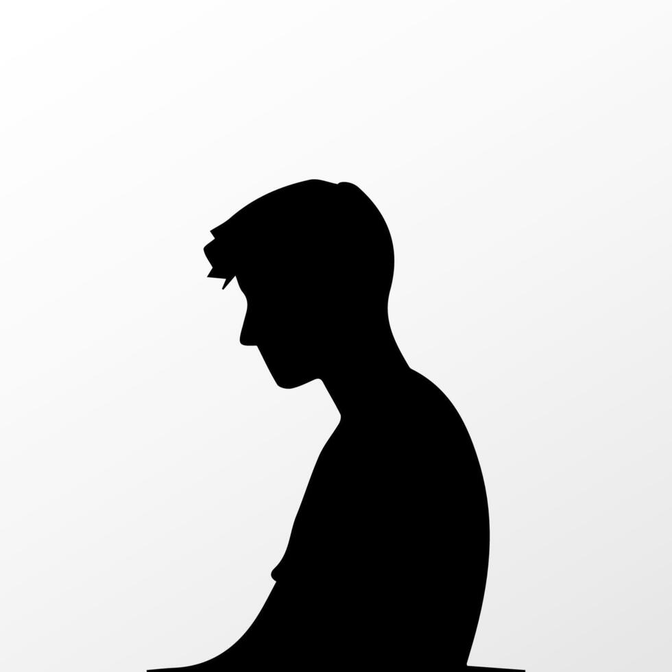 Sad man, worried about something, man feeling upset, sad, unhappy or disappoint crying lonely vector