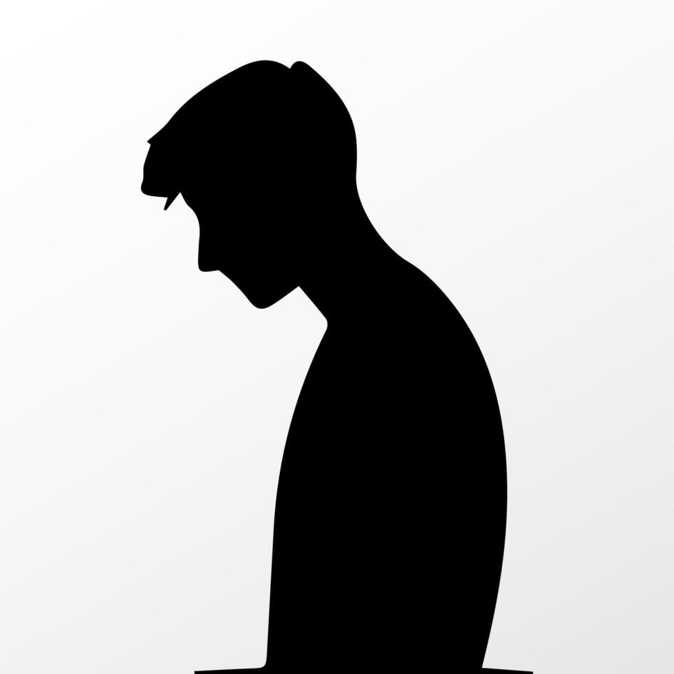 Sad man, worried about something, man feeling upset, sad, unhappy or disappoint crying lonely vector