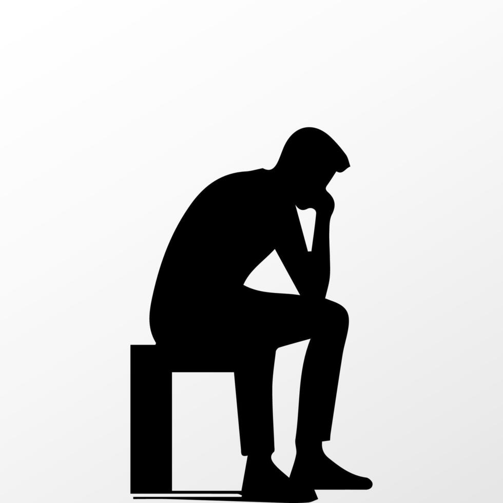 Sad man, worried about something, man feeling upset, sad, unhappy or disappoint crying lonely vector