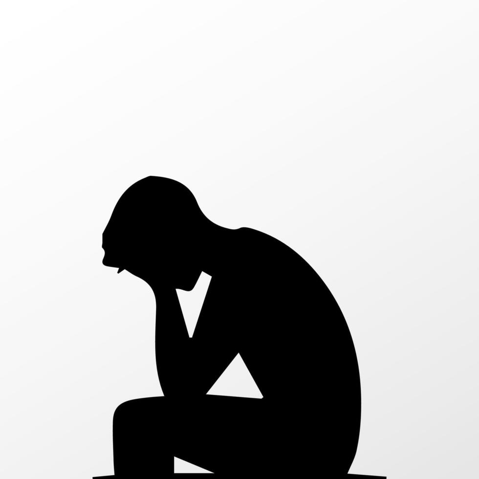 Sad man, worried about something, man feeling upset, sad, unhappy or disappoint crying lonely vector