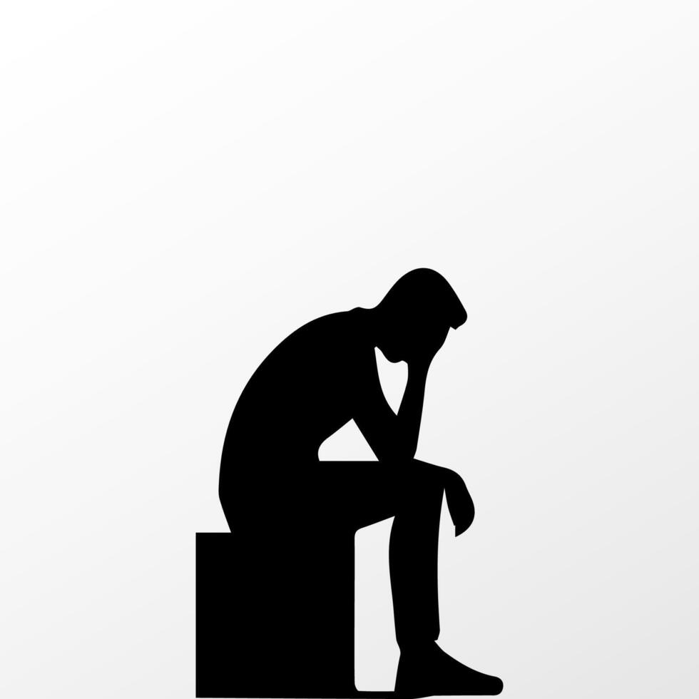 Sad man, worried about something, man feeling upset, sad, unhappy or disappoint crying lonely vector