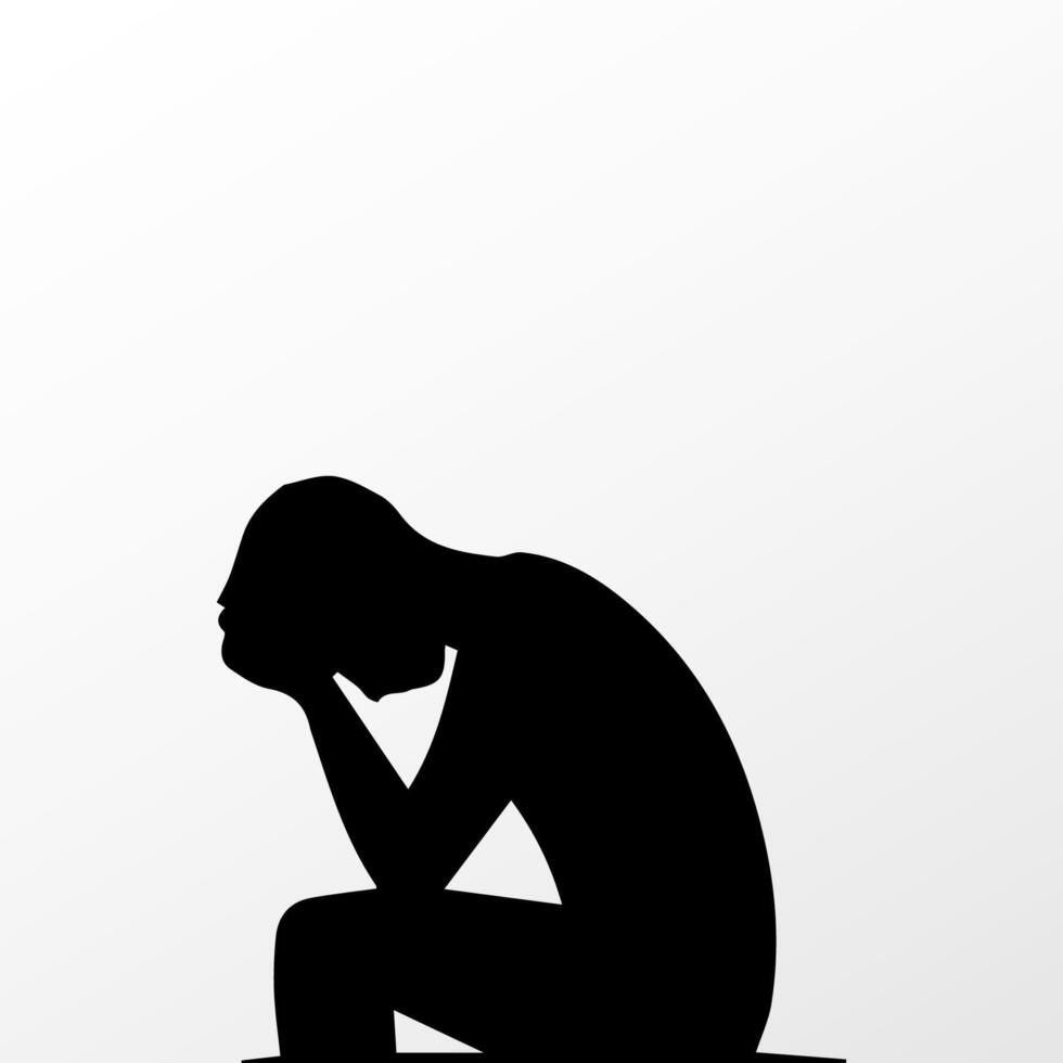 Sad man, worried about something, man feeling upset, sad, unhappy or disappoint crying lonely vector