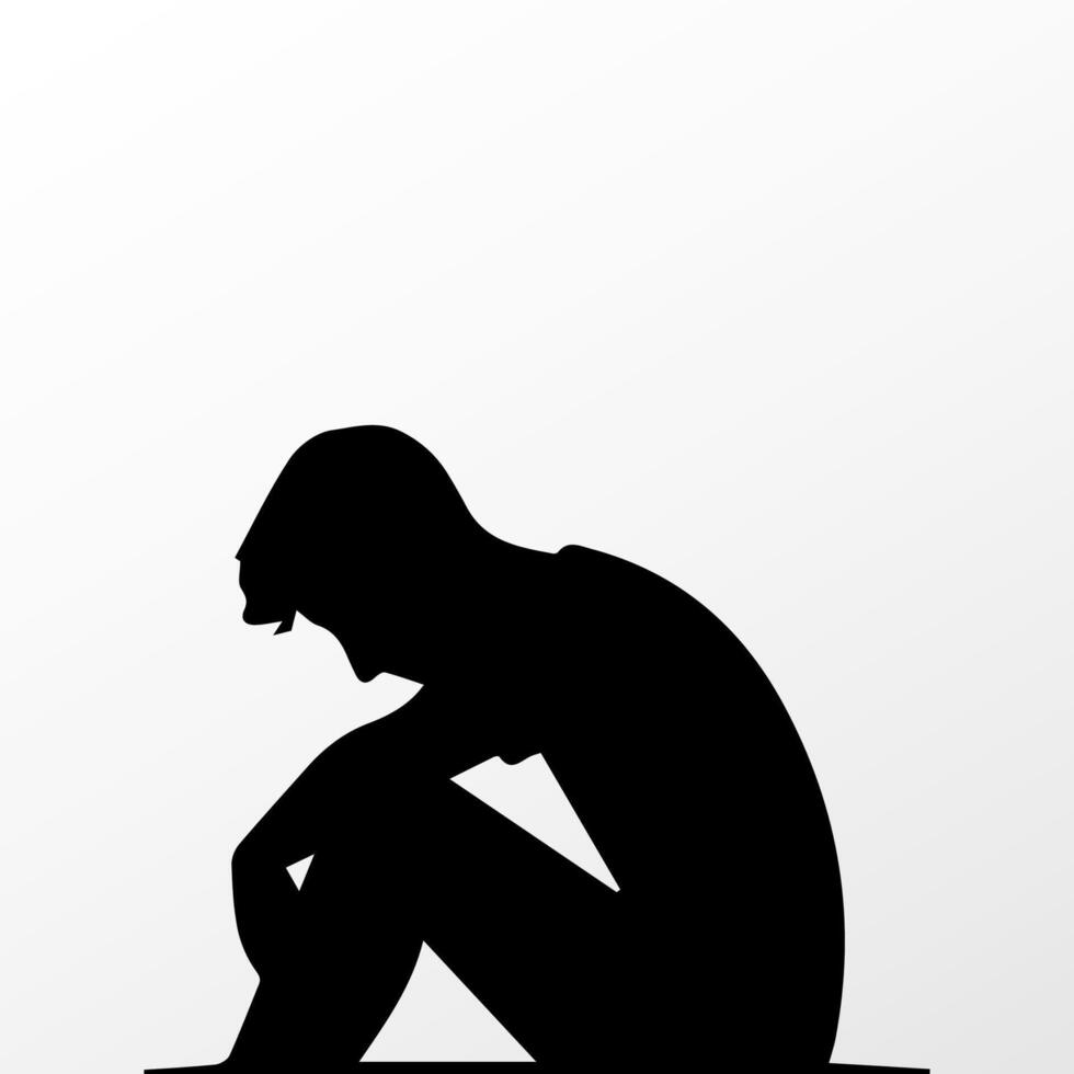 Sad man, worried about something, man feeling upset, sad, unhappy or disappoint crying lonely vector