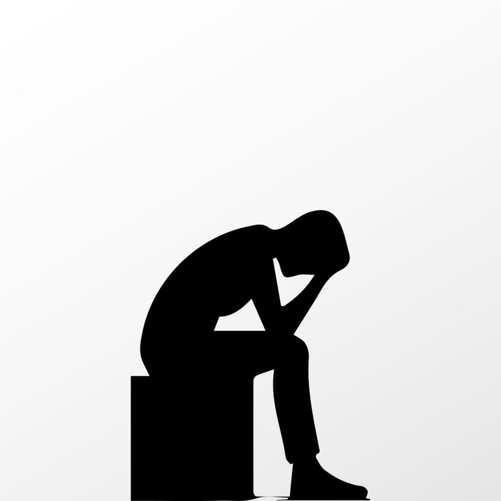 Sad man, worried about something, man feeling upset, sad, unhappy or disappoint crying lonely vector