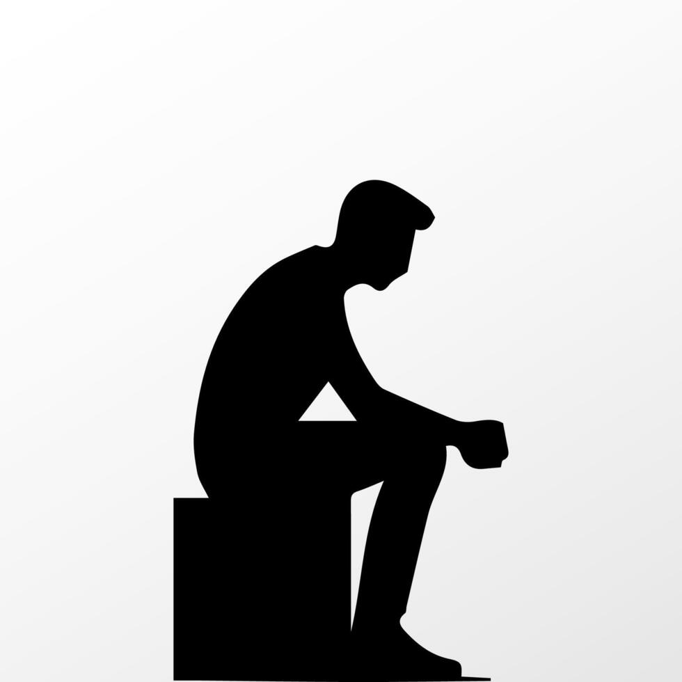 Sad man, worried about something, man feeling upset, sad, unhappy or disappoint crying lonely vector