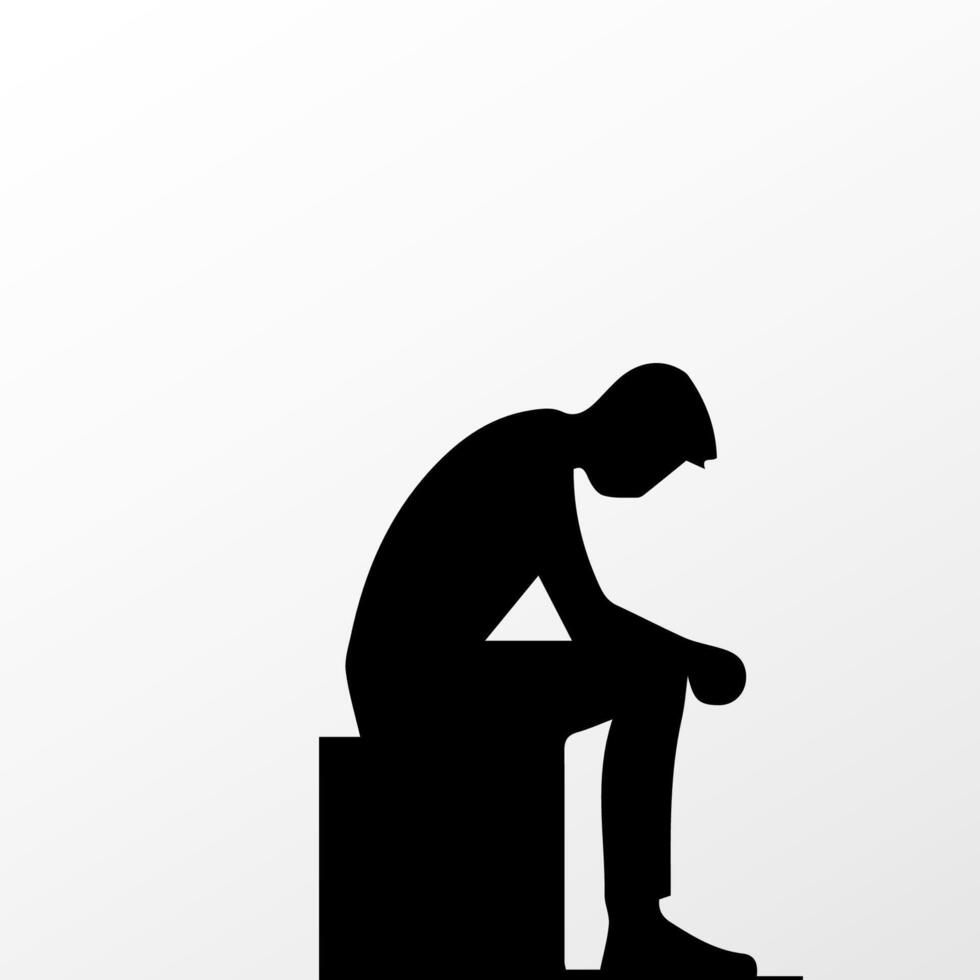 Sad man, worried about something, man feeling upset, sad, unhappy or disappoint crying lonely vector