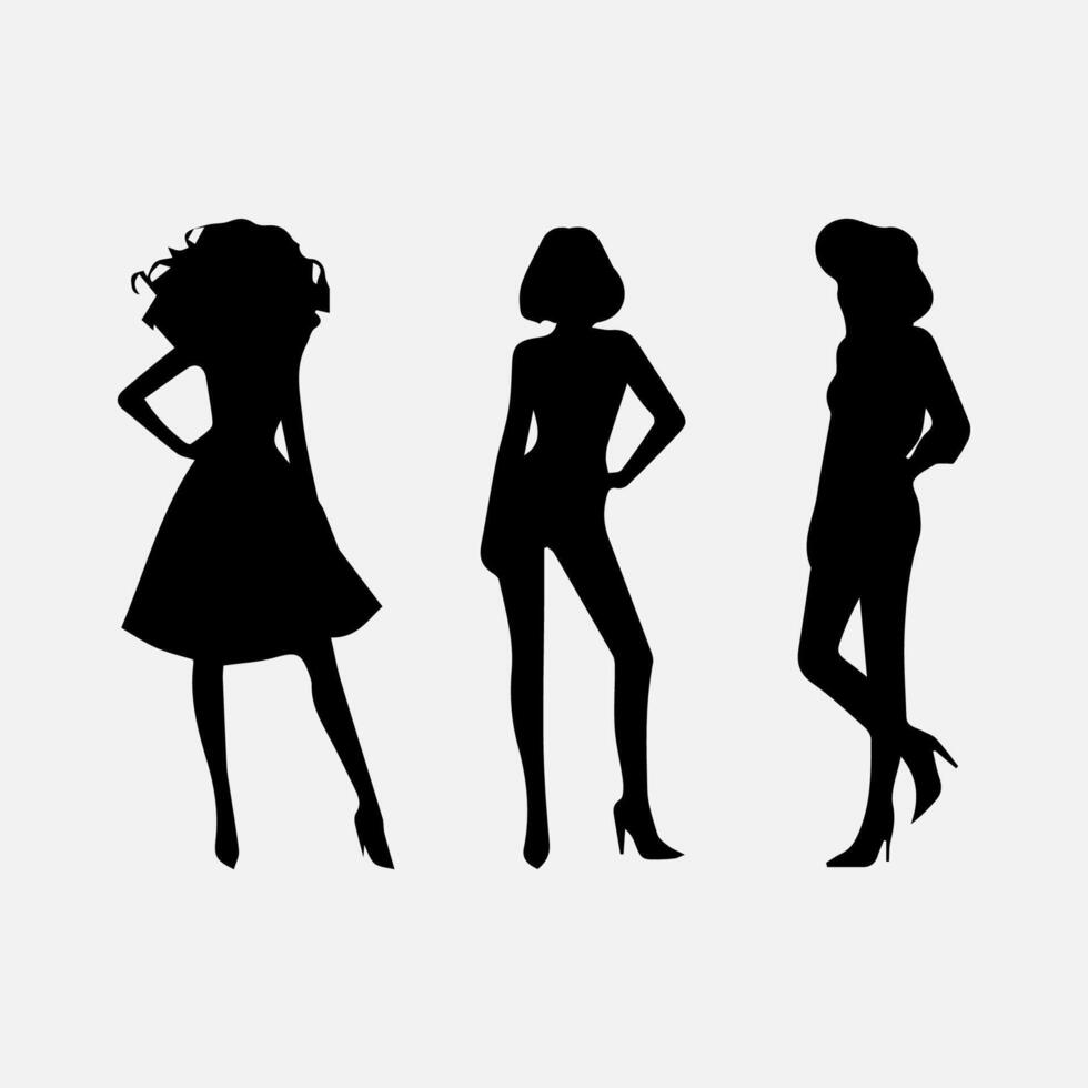 Woman silhouette, lady shadow isolated on white background. vector