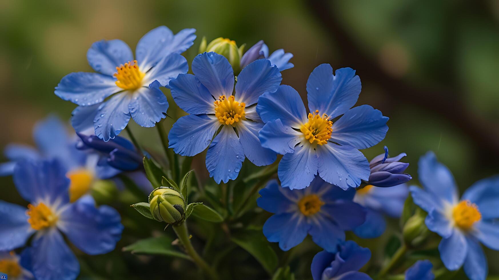 Blue flowers in the spring. symbolize both true love and respect. photo