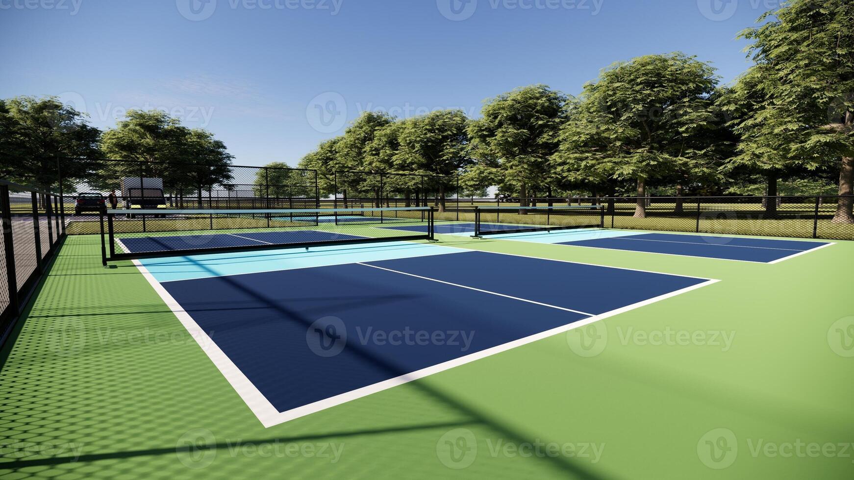 Pickleball court sports court with a net 3d rendering photo