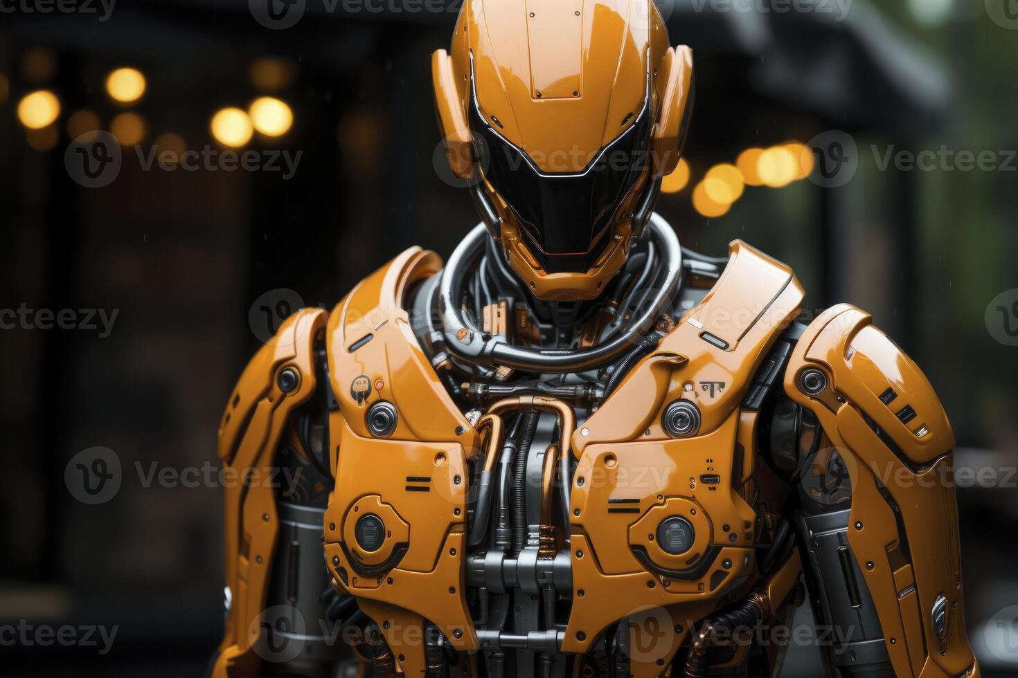 Mechanical Marvel in Monochrome Amber. AI-generated photo