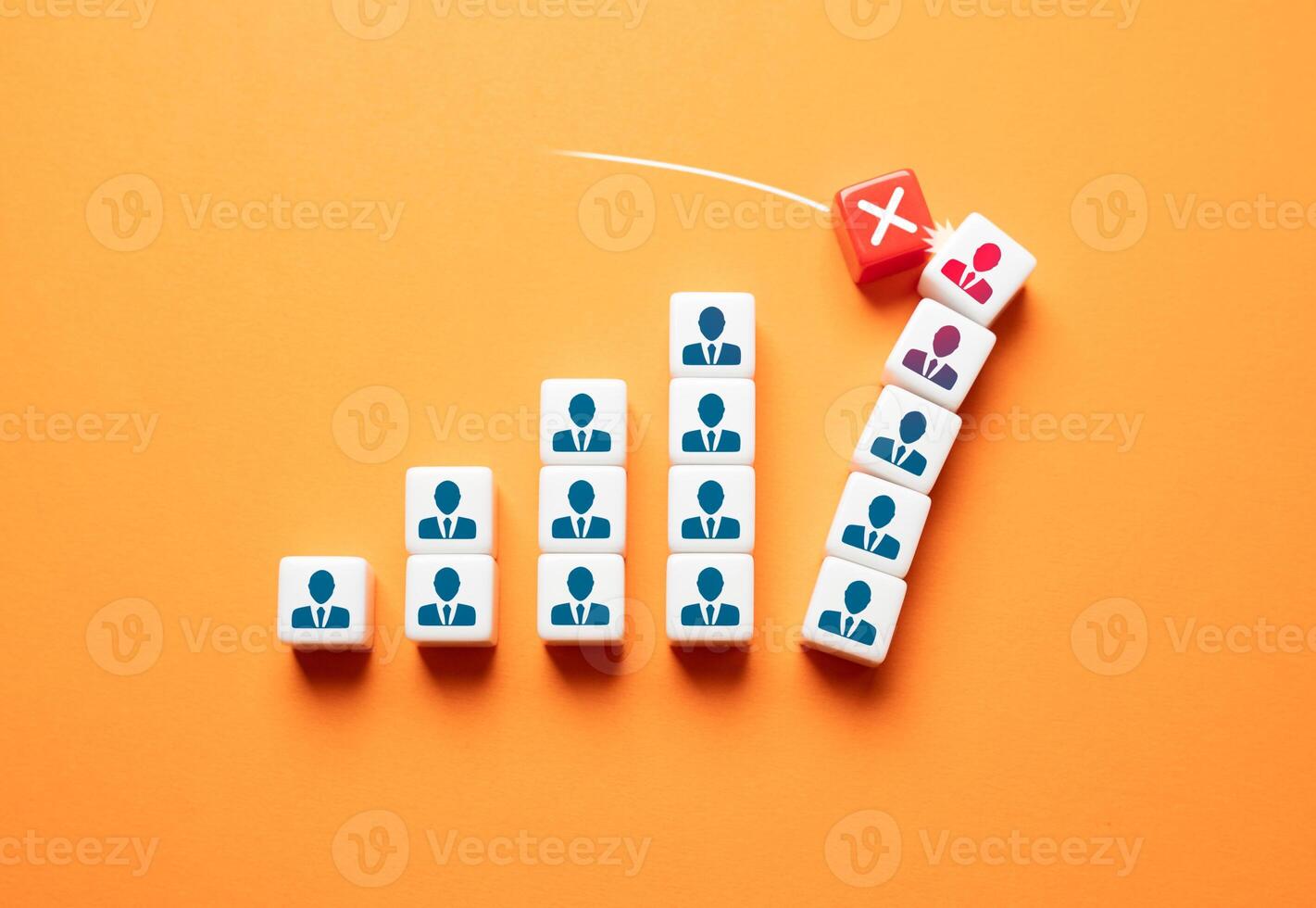 Dismissal of employees. An overgrown staff puts business at risk. Workers leaving the company. Delays and queue waiting. Reducing the budget burden, laying off part of the staff. Team breakup. photo