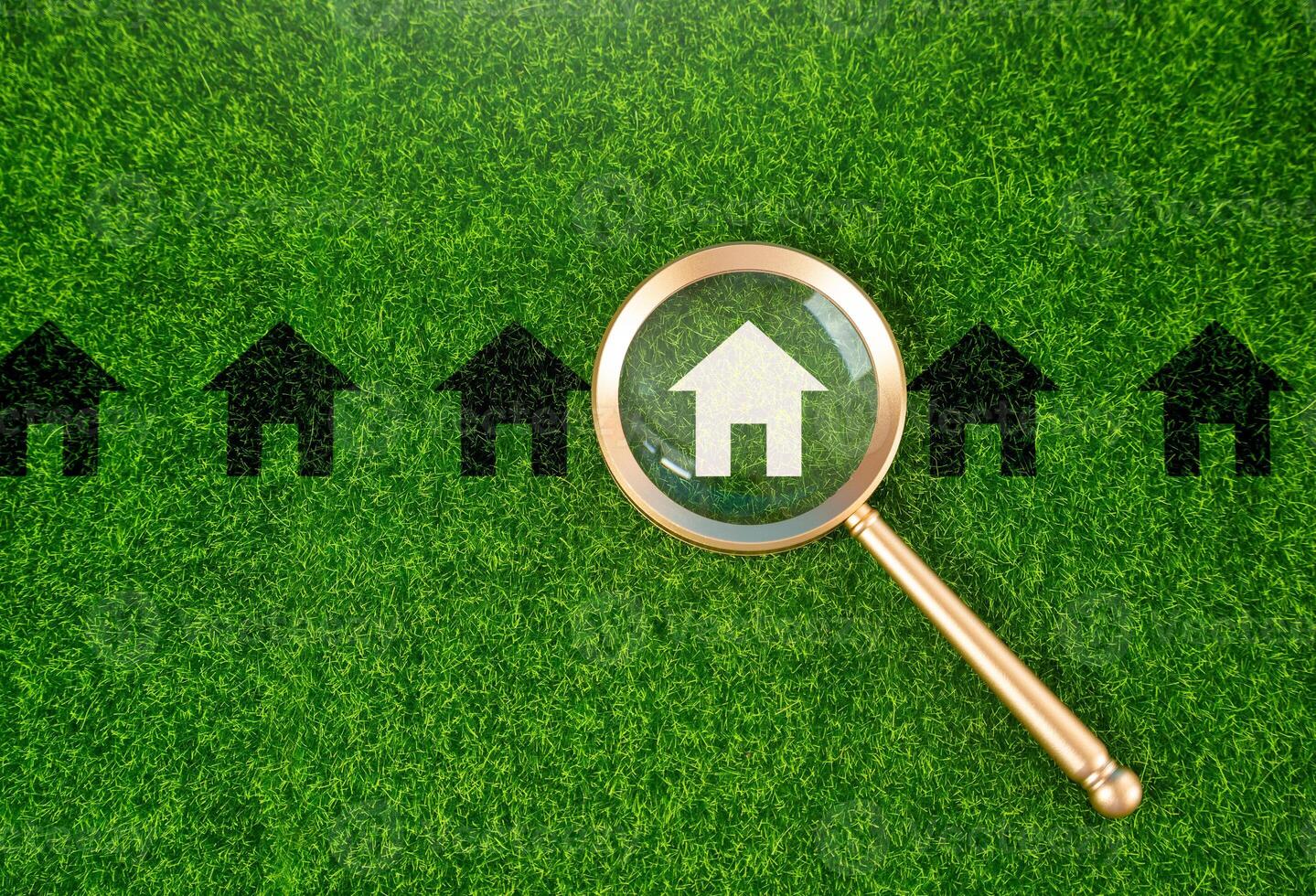 Find a home to buy search by address. House and magnifying glass. Take a mortgage. Investments in immovable assets. Property Inspection. Searching for real estate to buy. photo