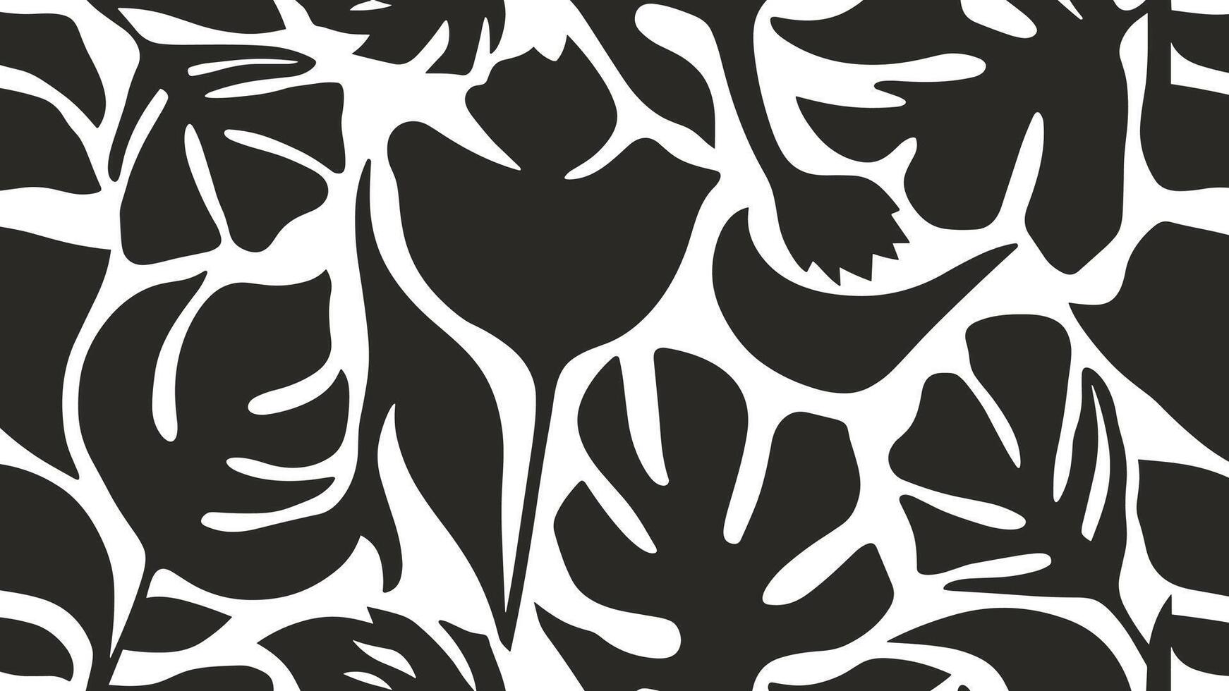 Abstract shape leaf and flower organic pattern. black floral leaves geometric pattern on white background. leaves silhouette summer pattern vector