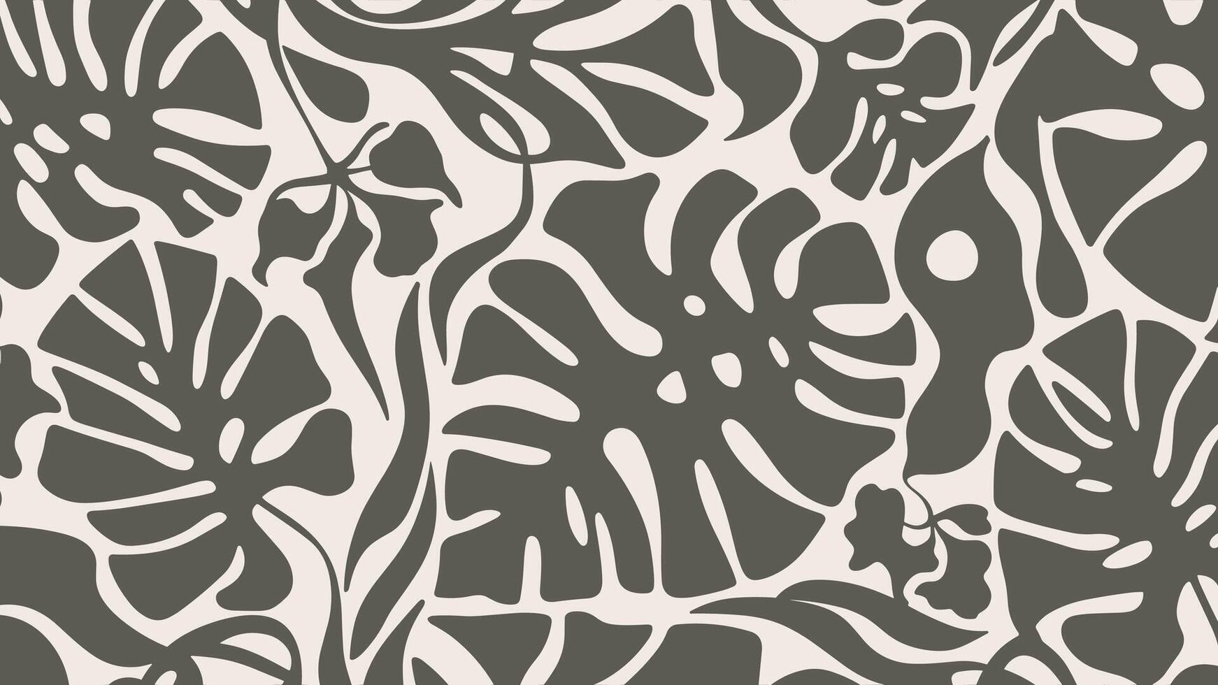 Abstract shape leaf and flower organic pattern. black floral leaves geometric pattern on white background. leaves silhouette summer pattern vector