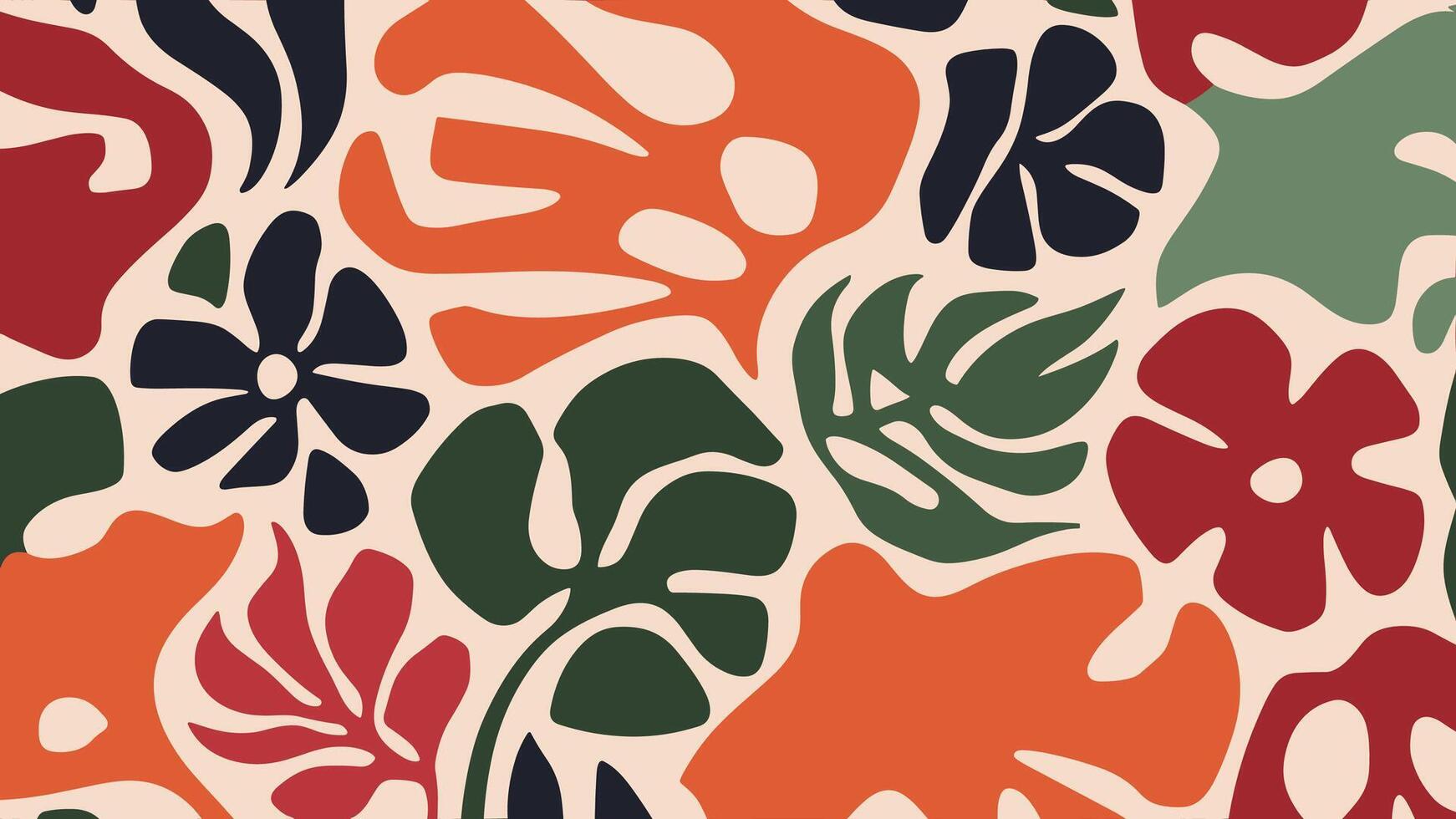 Abstract shape leaf and flower organic pattern. black floral leaves geometric pattern on white background. leaves silhouette summer pattern vector