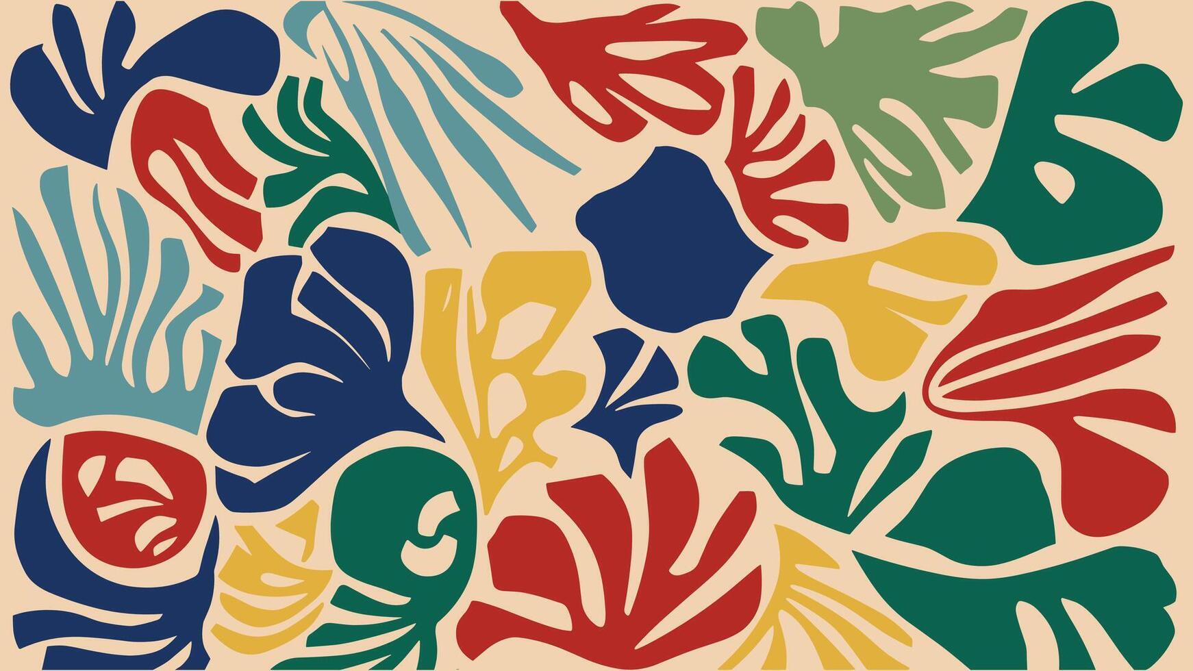 Organic abstract shapes floral pattern. leaf and flower shape organic pattern vector