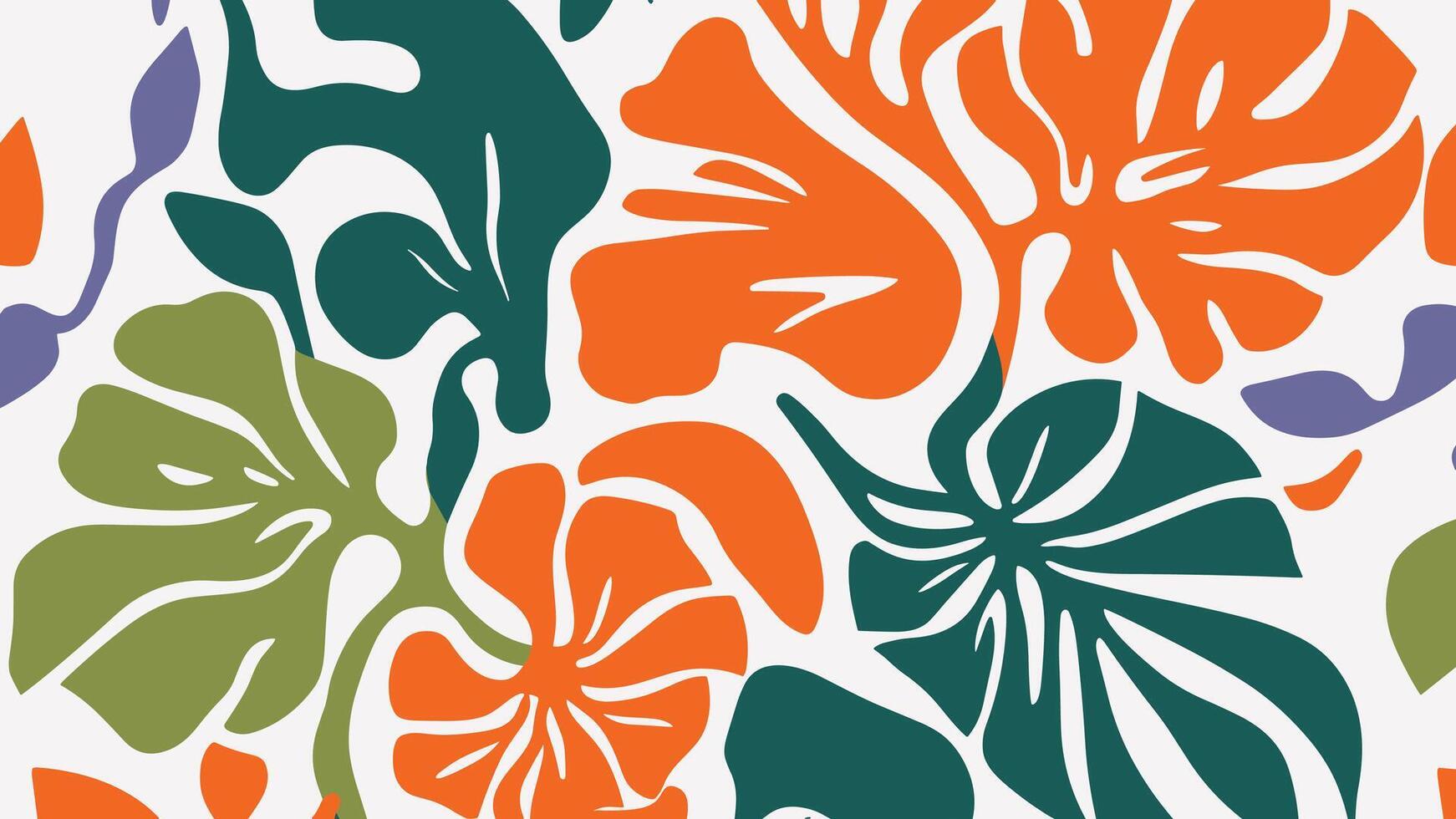Abstract shape leaf and flower organic pattern. black floral leaves geometric pattern on white background. leaves silhouette summer pattern vector