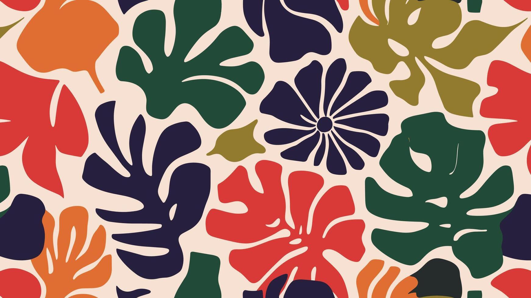 Abstract shape leaf and flower organic pattern. black floral leaves geometric pattern on white background. leaves silhouette summer pattern vector