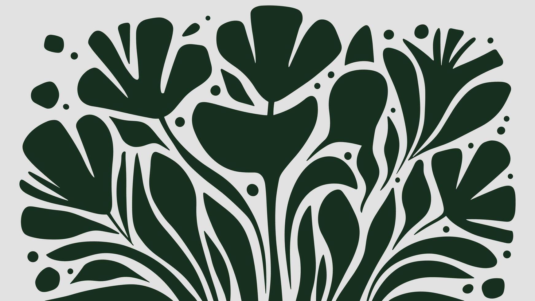 Abstract shape leaf and flower organic pattern. black floral leaves geometric pattern on white background. leaves silhouette summer pattern vector
