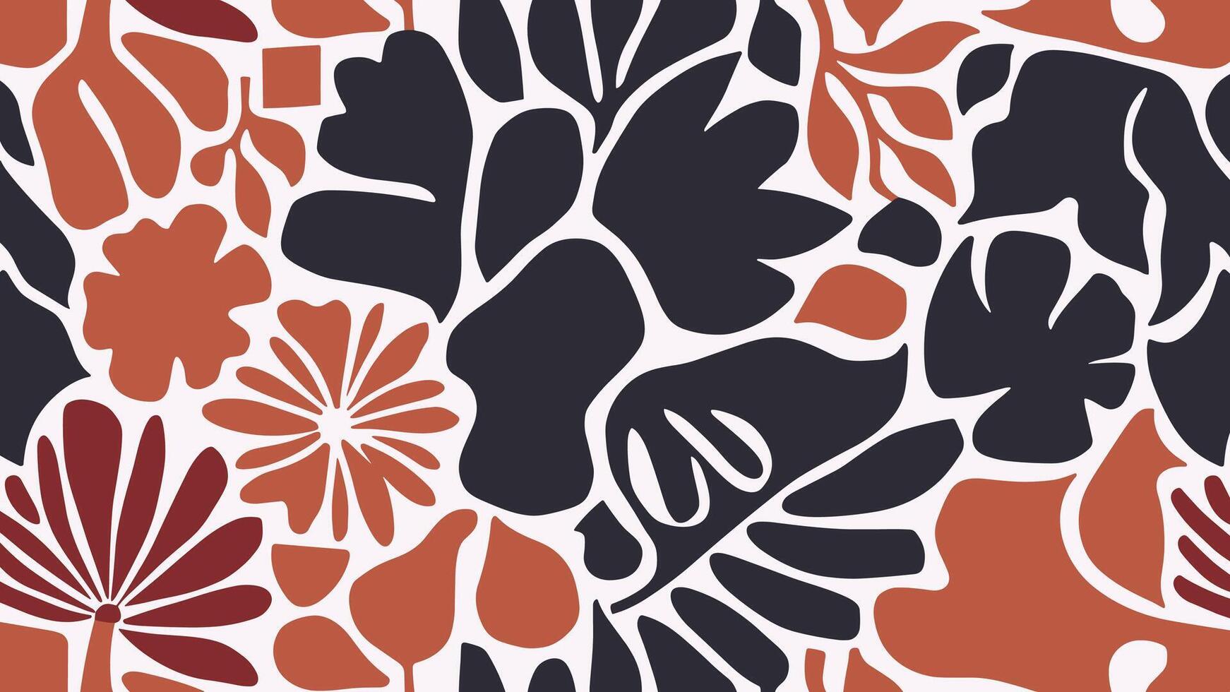 Abstract shape leaf and flower organic pattern. black floral leaves geometric pattern on white background. leaves silhouette summer pattern vector
