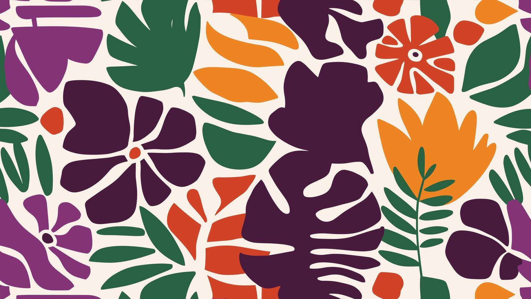 Abstract shape leaf and flower organic pattern. black floral leaves geometric pattern on white background. leaves silhouette summer pattern vector