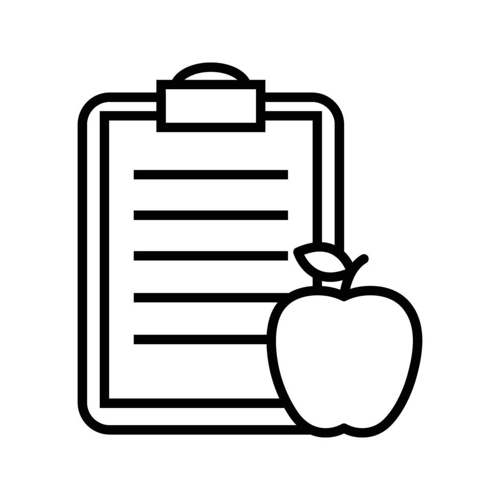 clipboard with apple illustration of diet planner icon vector