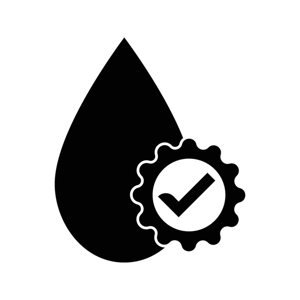 Water with checkmark badge emblem clean and purified water icon vector