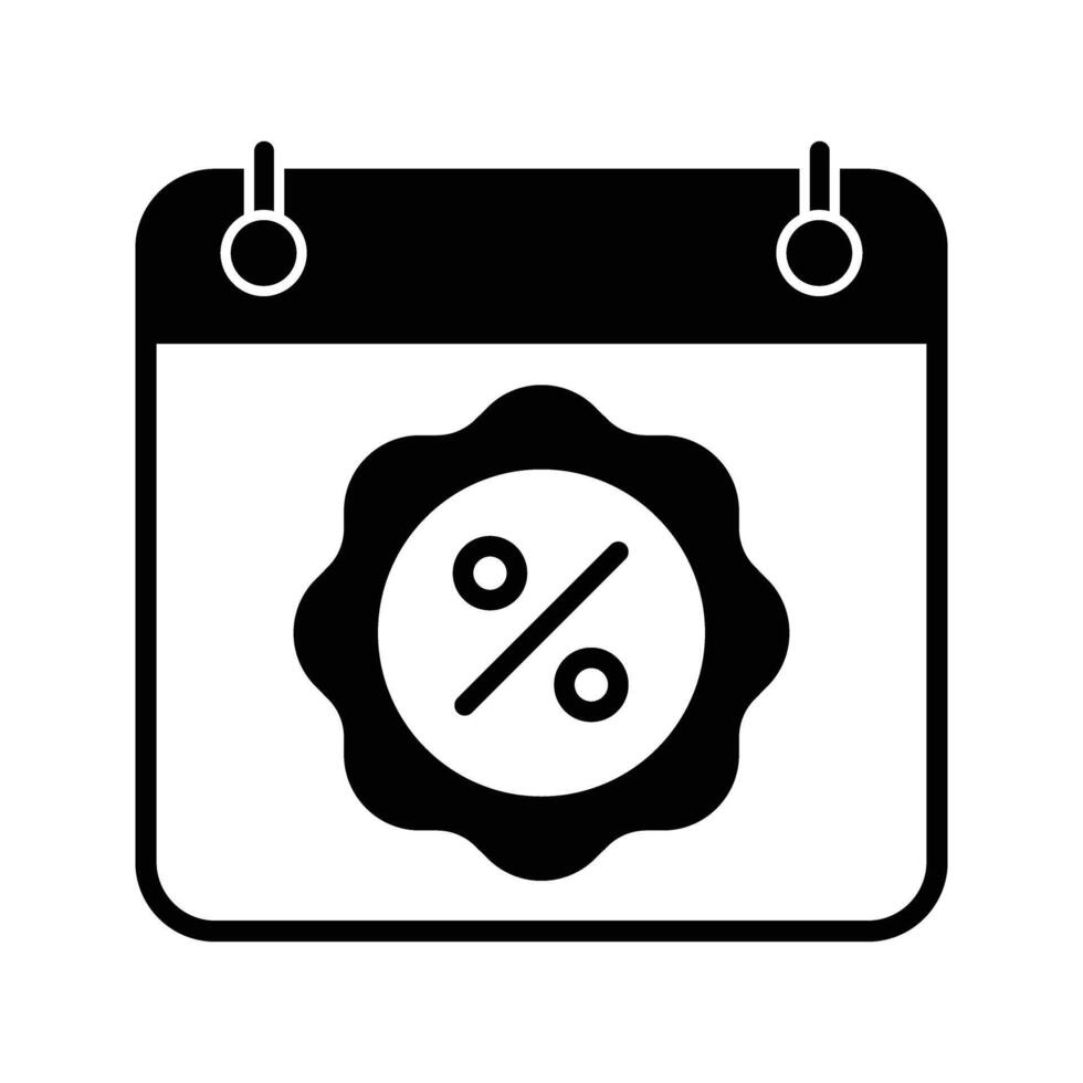 calendar with discount symbol black friday sale event icon vector